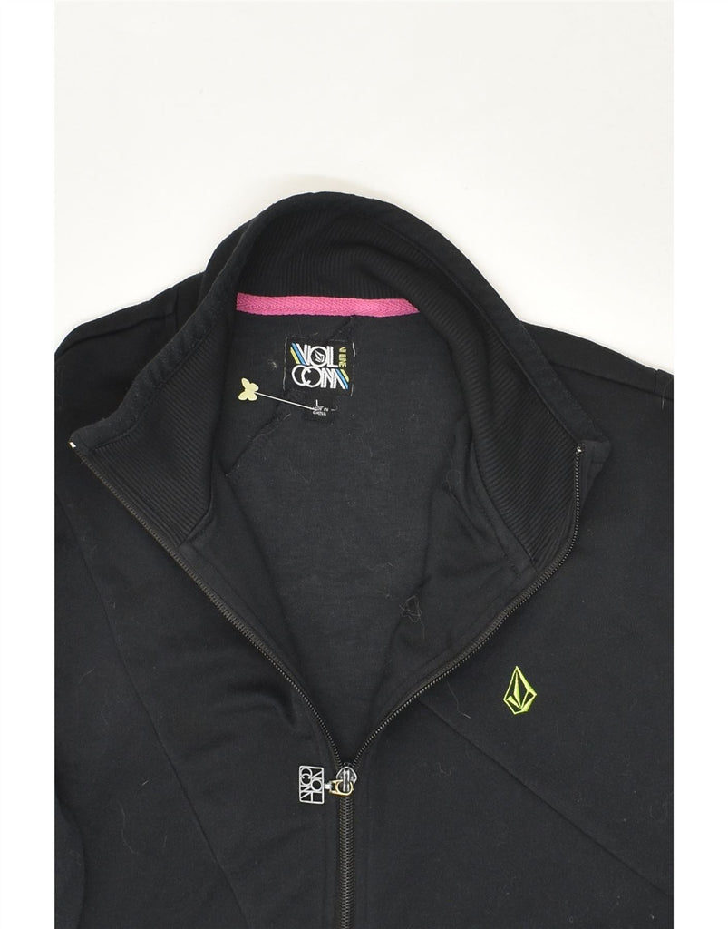 VOLCOM Womens Tracksuit Top Jacket UK 16 Large Black Polyester | Vintage Volcom | Thrift | Second-Hand Volcom | Used Clothing | Messina Hembry 