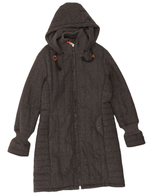 KHUJO Womens Hooded Overcoat UK 20 2XL Grey Flecked Polyester