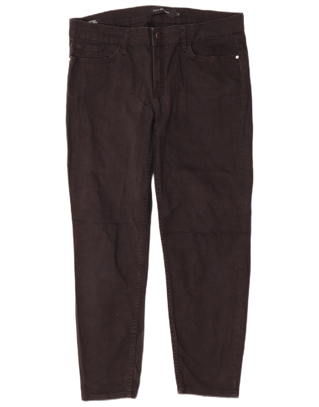 CALVIN KLEIN Womens Skinny Casual Trousers US 14 XL W34 L26 Black Cotton