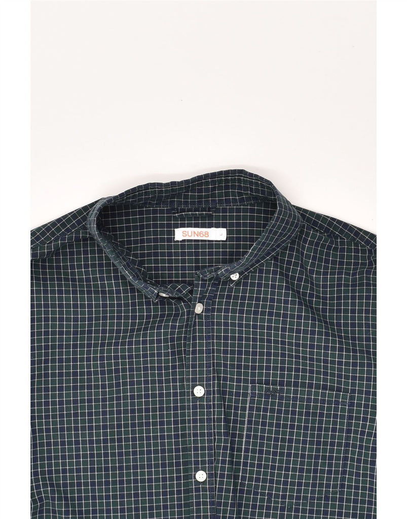 SUN68 Mens Shirt Large Navy Blue Check Cotton | Vintage Sun68 | Thrift | Second-Hand Sun68 | Used Clothing | Messina Hembry 