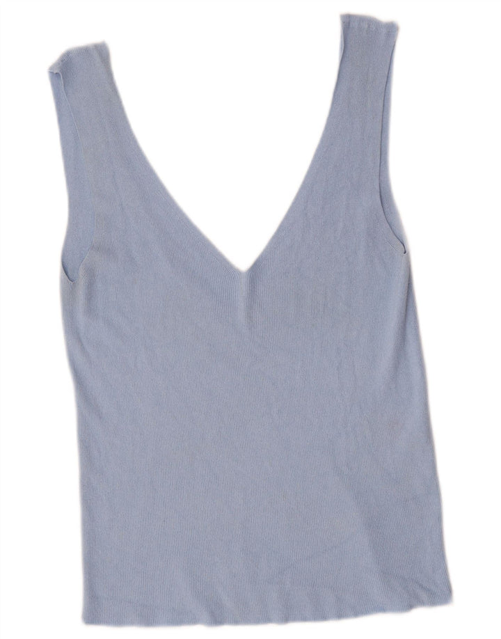 Karen Millen Womens Sleeveless Blouse Top UK 12 Medium Blue Viscose