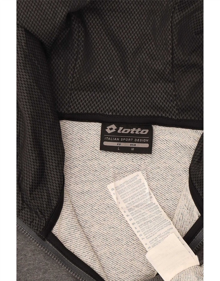 Lotto Mens Graphic Zip Hoodie Sweater Medium Grey Cotton
