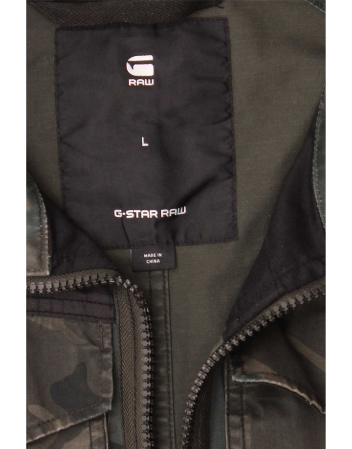 G-Star Mens Military Jacket UK 40 Large Green Camouflage Polyester