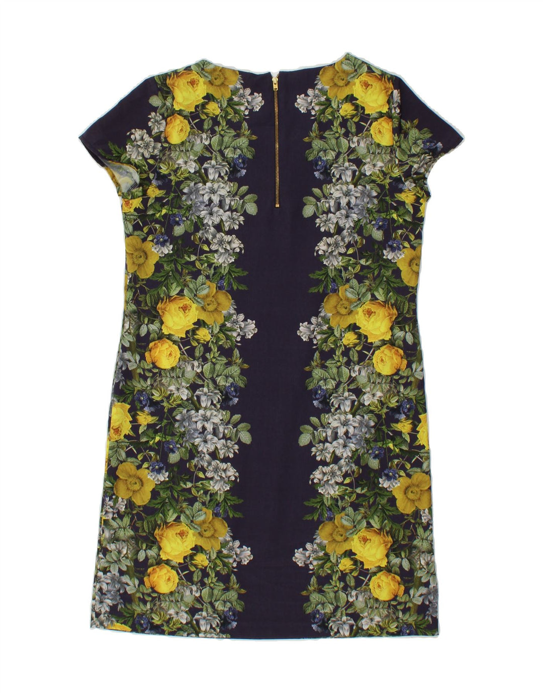 NEXT Womens Sheath Dress UK 10 Small Navy Blue Floral Polyester Vintage Next and Second-Hand Next from Messina Hembry 