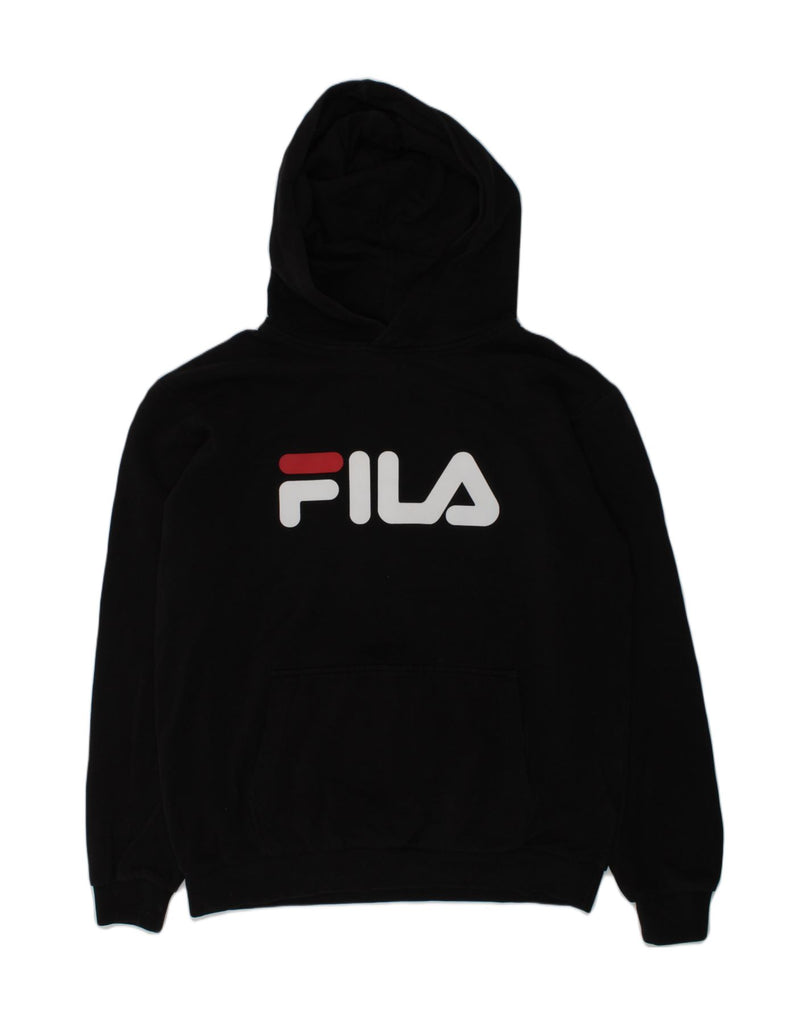 FILA Boys Graphic Hoodie Jumper 11-12 Years Black Cotton | Vintage Fila | Thrift | Second-Hand Fila | Used Clothing | Messina Hembry 