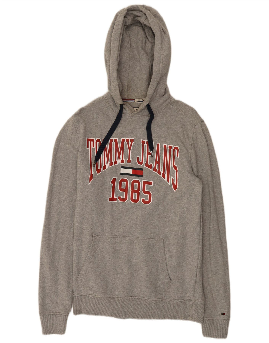 Tommy Hilfiger Mens Graphic Regular Fit Hoodie Jumper Medium Grey Cotton