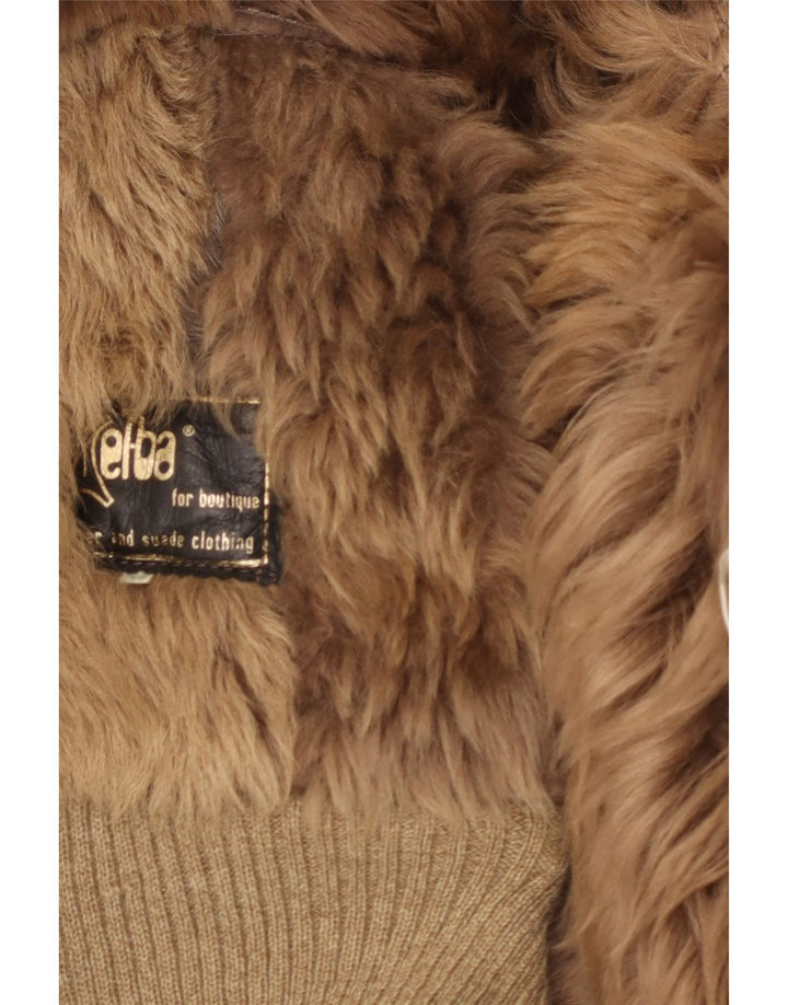 Vintage Mens Bomber Shearling Jacket IT 54 2XL Brown Leather