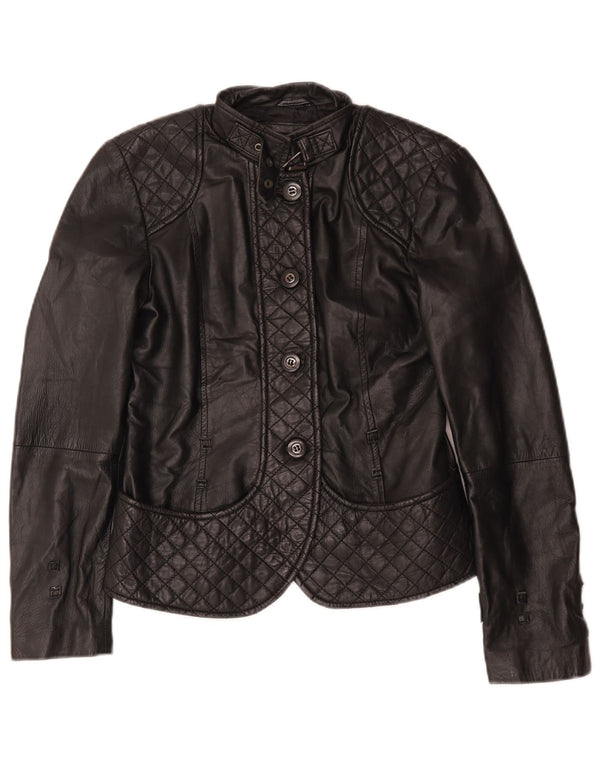 Zara Womens Leather Jacket UK 12 Medium Black