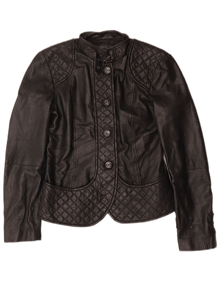 Zara Womens Leather Jacket UK 12 Medium Black