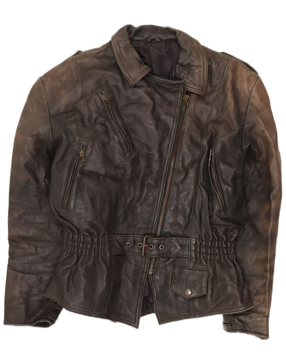 Belo Womens Oversized Leather Biker Jacket EU 40 Medium Black