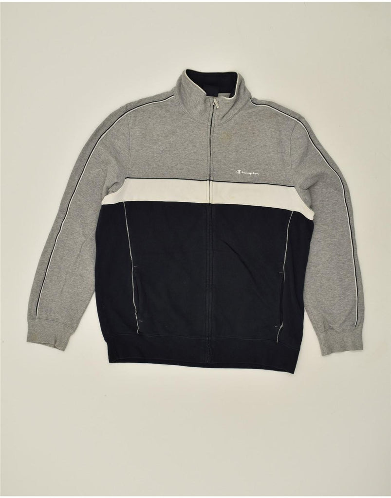 CHAMPION Mens Tracksuit Top Jacket XL Grey Colourblock Cotton | Vintage Champion | Thrift | Second-Hand Champion | Used Clothing | Messina Hembry 