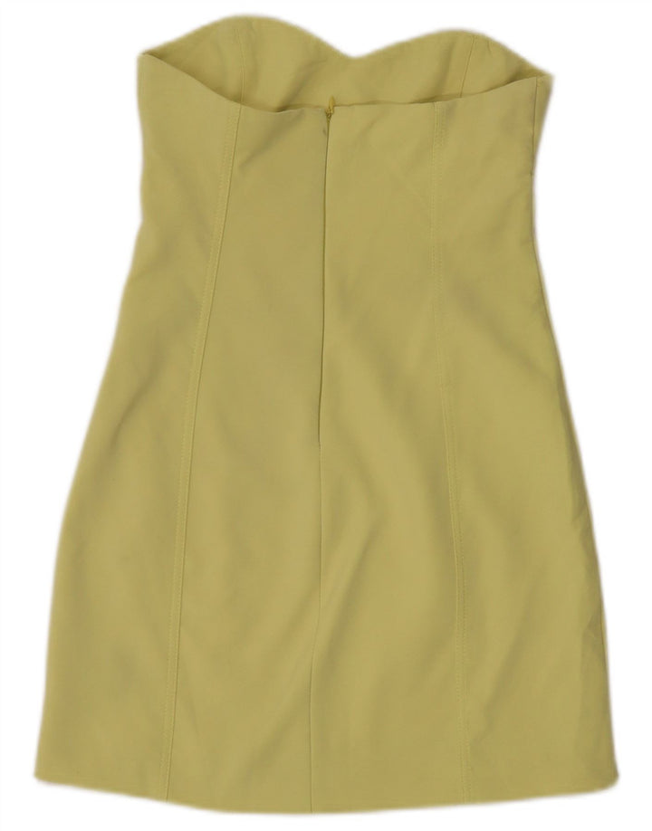 Zara Womens Strapless Dress UK 8 Small Yellow Polyester