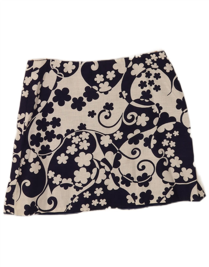 Vintage Womens Mini Skirt W28 Medium Navy Blue Floral