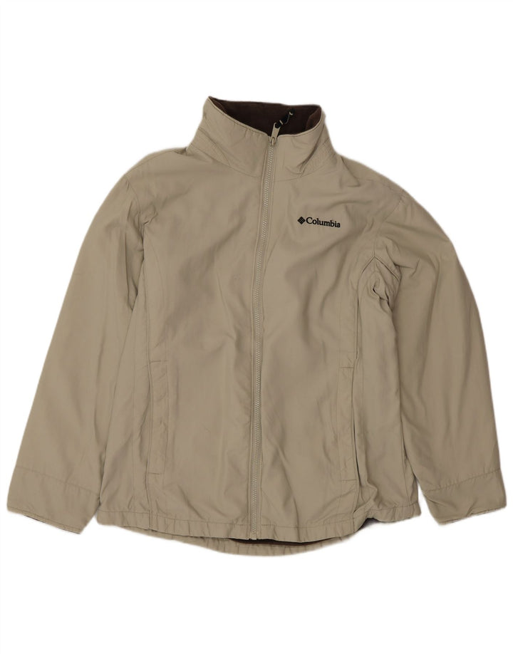 Columbia Womens Oversized Windbreaker Jacket UK 10 Small Beige Nylon
