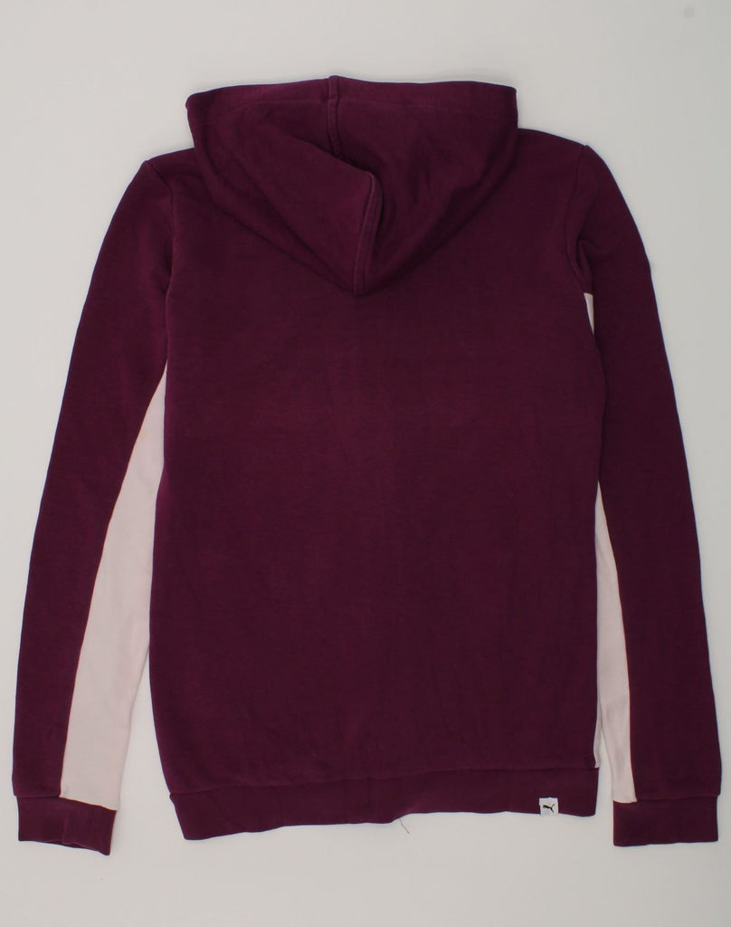 PUMA Girls Zip Hoodie Sweater 13-14 Years Burgundy Colourblock Cotton | Vintage Puma | Thrift | Second-Hand Puma | Used Clothing | Messina Hembry 