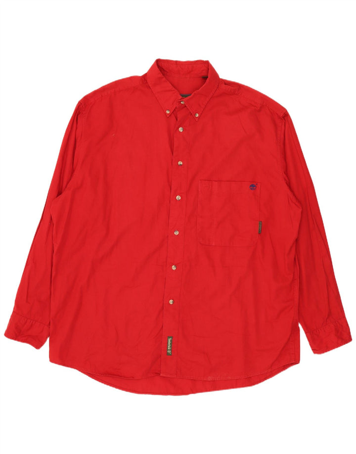TIMBERLAND Mens Shirt Large Red Cotton