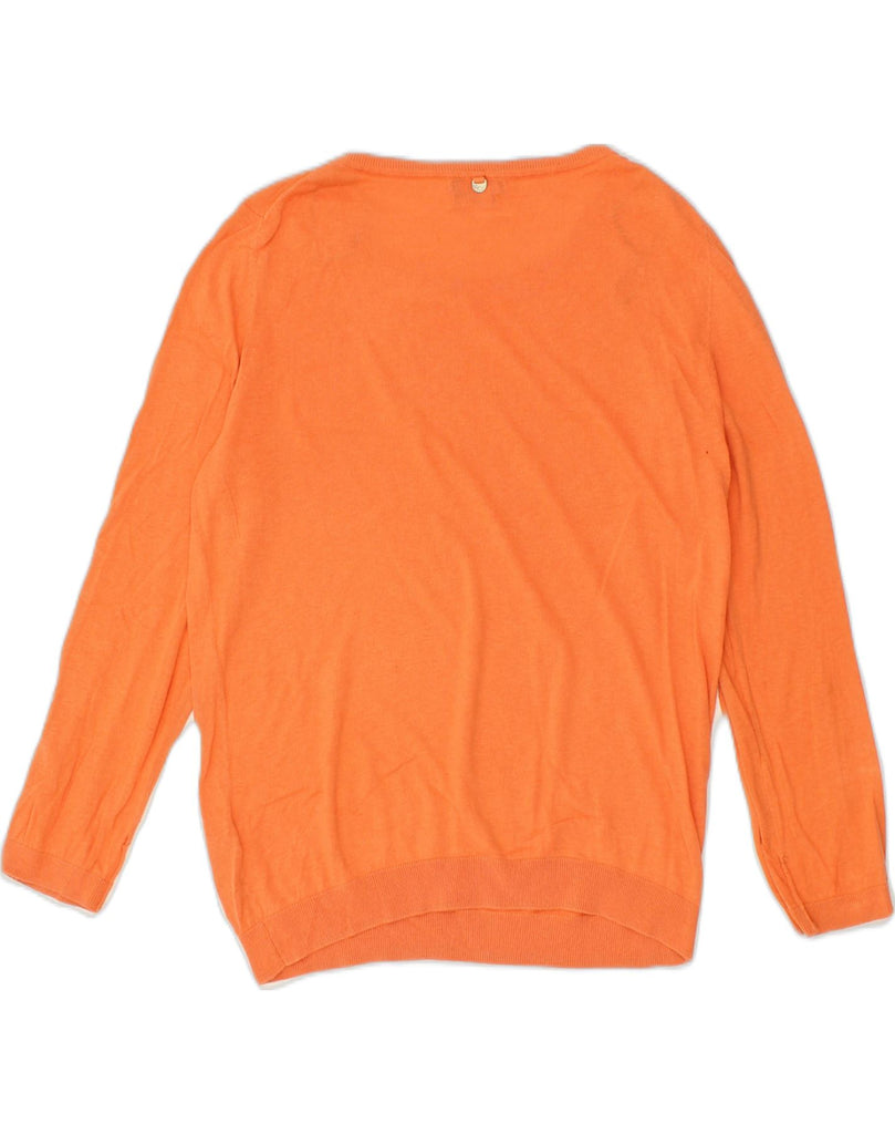 MASSIMO DUTTI Womens Crew Neck Jumper Sweater UK 68 Large Orange Cotton | Vintage Massimo Dutti | Thrift | Second-Hand Massimo Dutti | Used Clothing | Messina Hembry 