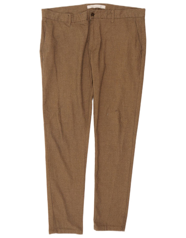 Zara Mens Slim Chino Trousers EU 44 Large W34 L30 Beige