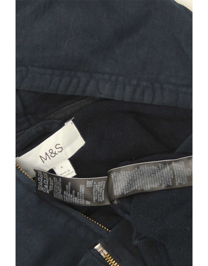 Marks & Spencer Mens Zip Hoodie Sweater Large Navy Blue Cotton
