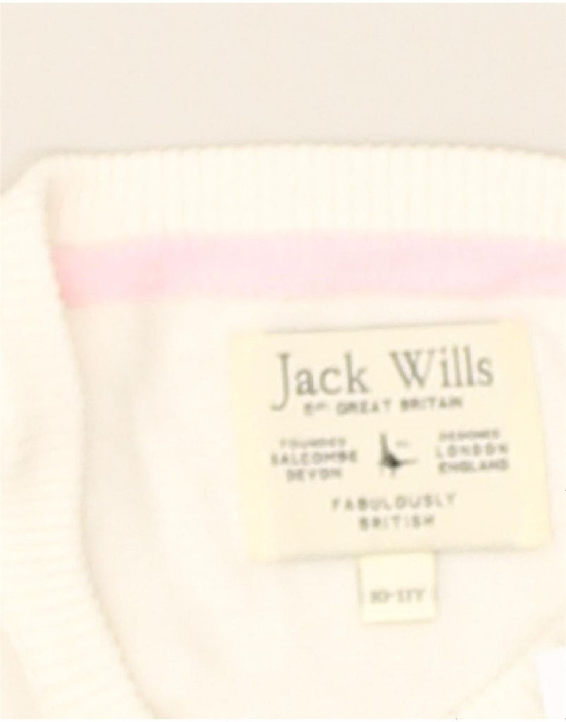 JACK WILLS Girls Boat Neck Jumper Sweater 10-11 Years White Striped Cotton | Vintage Jack Wills | Thrift | Second-Hand Jack Wills | Used Clothing | Messina Hembry 