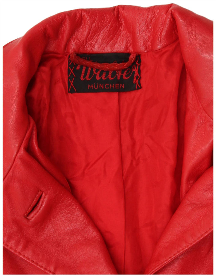 VINTAGE Womens Leather Coat UK 16 Large Red