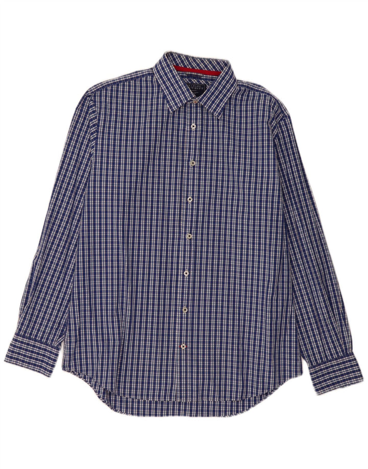 Charles Tyrwhitt Mens Shirt Large Blue Check Cotton
