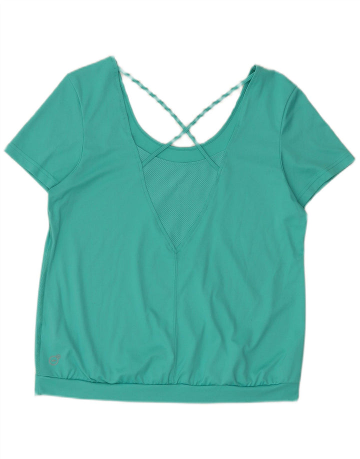 Puma Womens T-Shirt Top UK 16 Large Turquoise Geometric Polyester