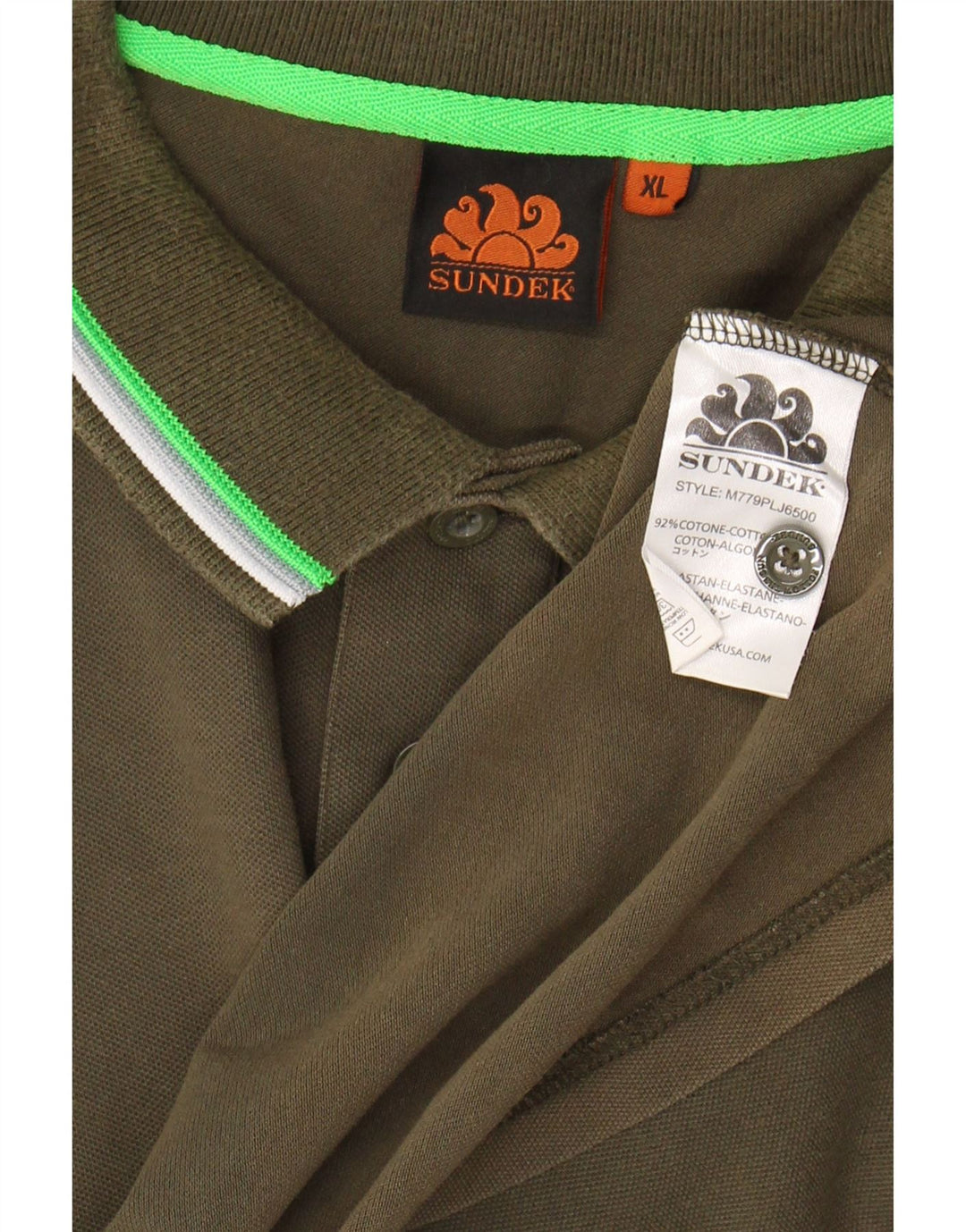 SUNDEK Mens Polo Shirt XL Khaki Cotton