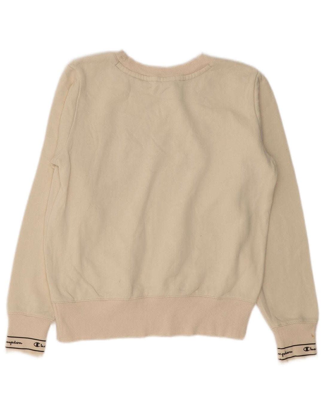 Champion Womens Graphic Oversized Sweatshirt Jumper UK 10 Small Off White