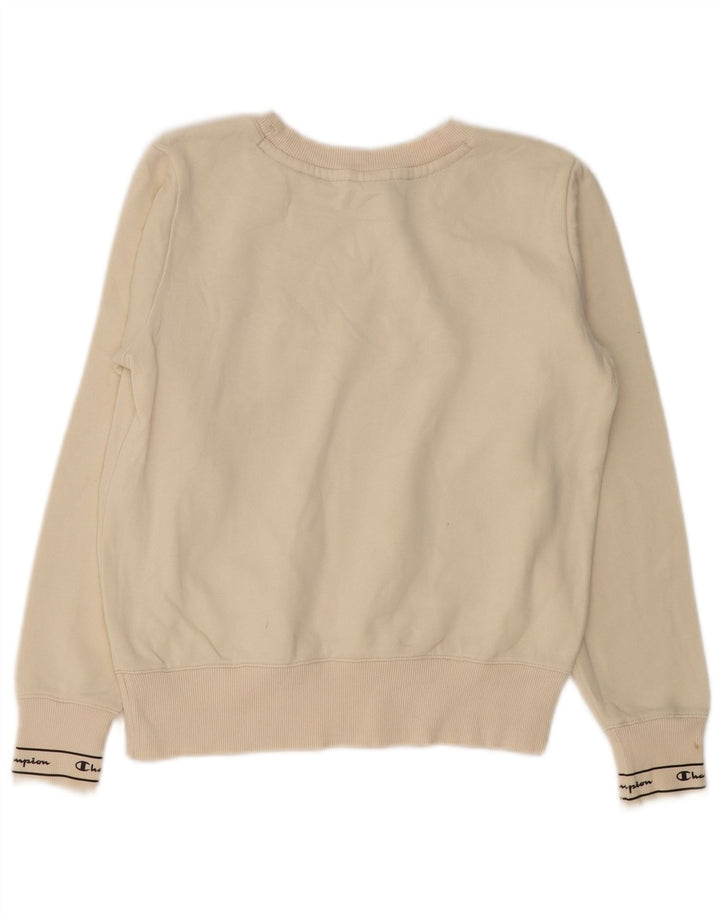 Champion Womens Graphic Oversized Sweatshirt Jumper UK 10 Small Off White