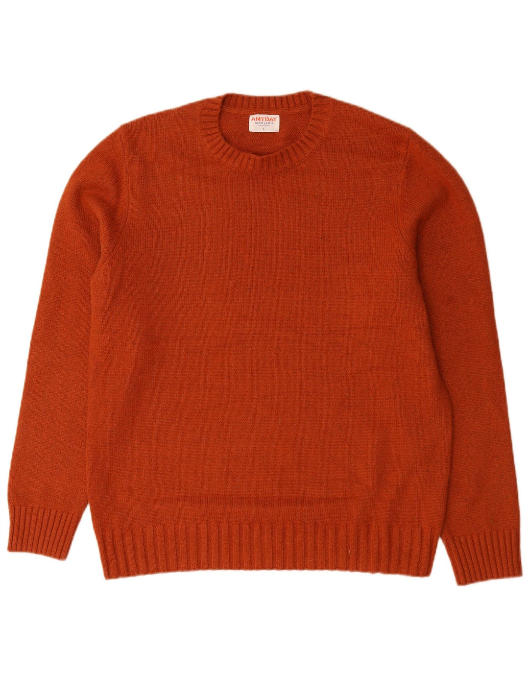 John Lewis Mens Crew Neck Jumper Sweater Large Orange Cotton