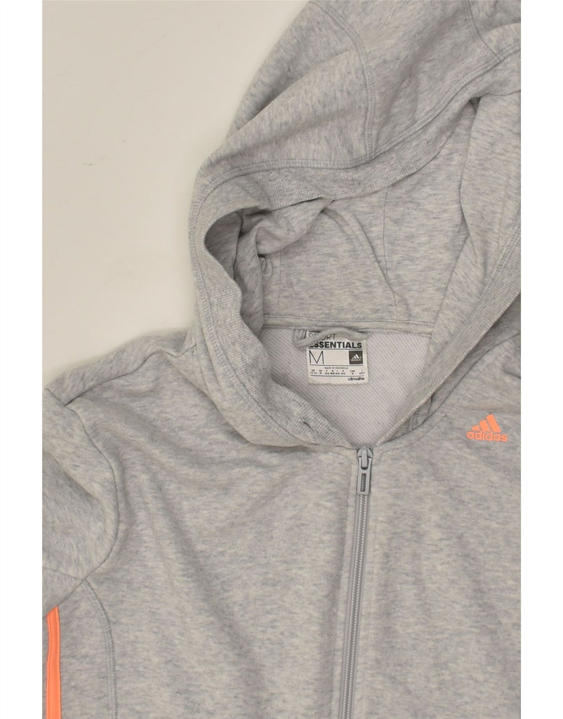 ADIDAS Womens Climalite Zip Hoodie Sweater UK 12/14 Medium Grey Cotton | Vintage Adidas | Thrift | Second-Hand Adidas | Used Clothing | Messina Hembry 