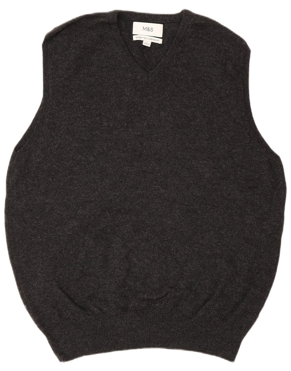 Marks & Spencer Mens Vest Tank Top Large Grey Lambswool