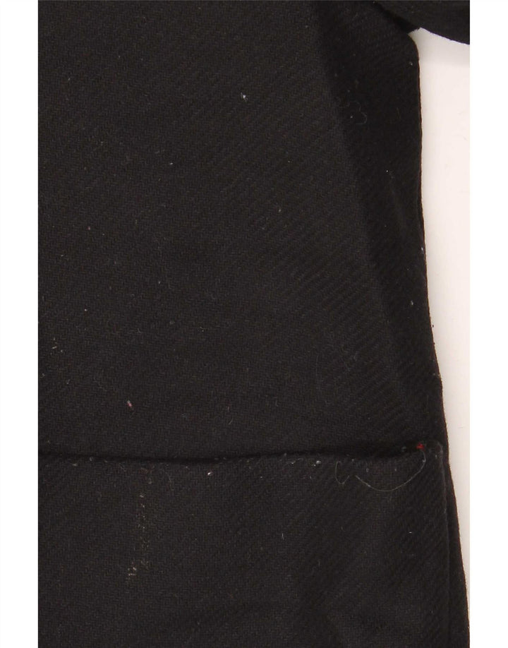Zara Womens Hooded Oversized Overcoat UK 10 Small Black Wool