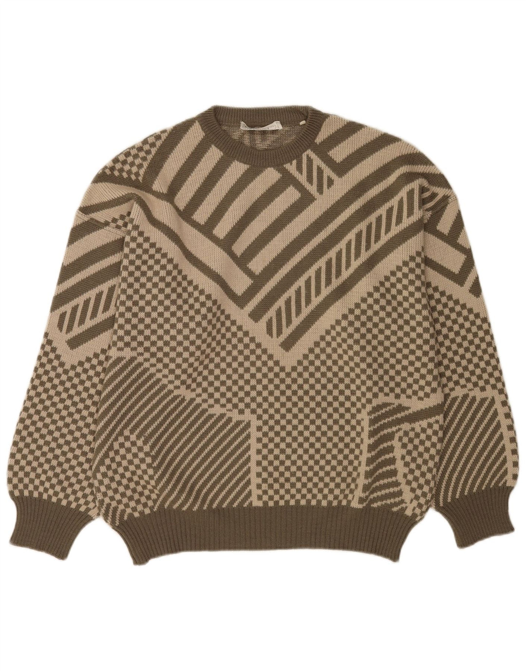 Gianfranco Ottaviani Mens Crew Neck Jumper Sweater IT 50 Medium Khaki