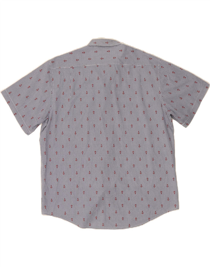 IZOD Mens Short Sleeve Shirt XL Blue Spotted Cotton Vintage Izod and Second-Hand Izod from Messina Hembry 