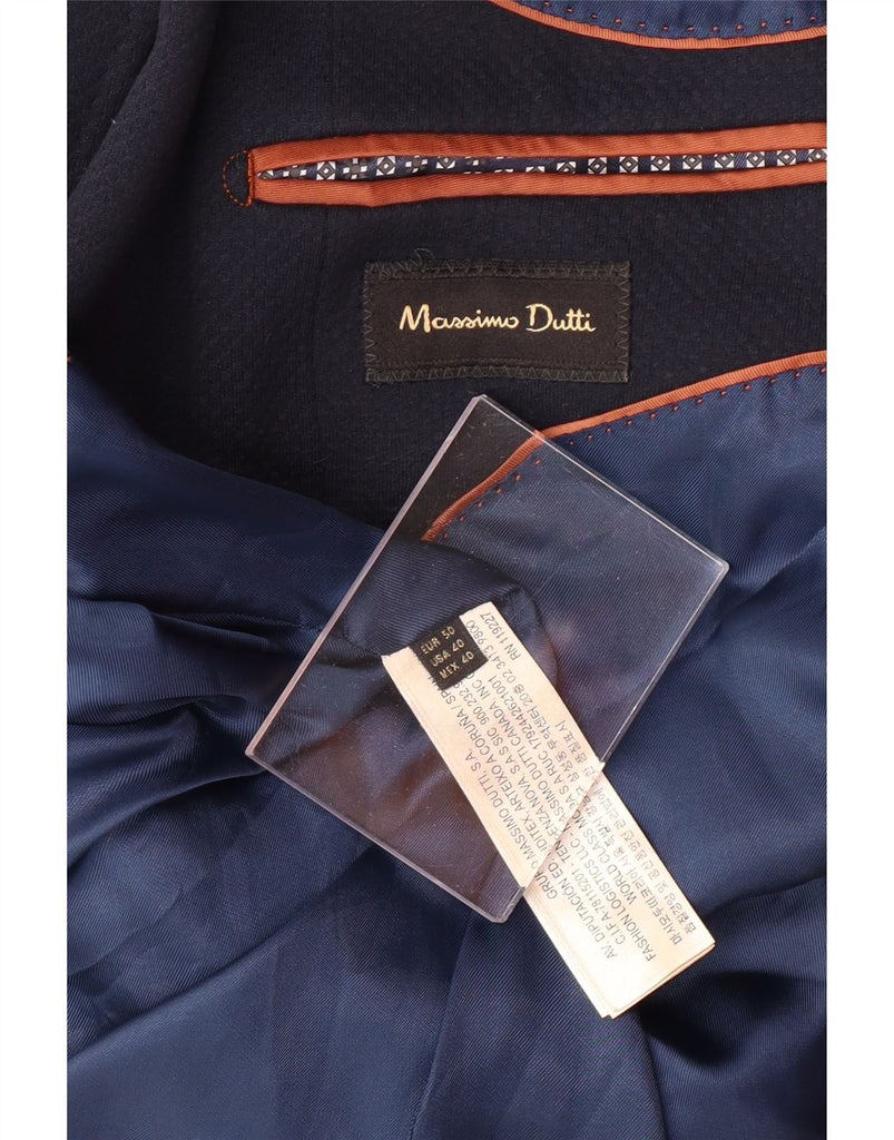 MASSIMO DUTTI Mens 2 Button Blazer Jacket eu 50 2XL Navy Blue Cotton Vintage Massimo Dutti and Second-Hand Massimo Dutti from Messina Hembry 