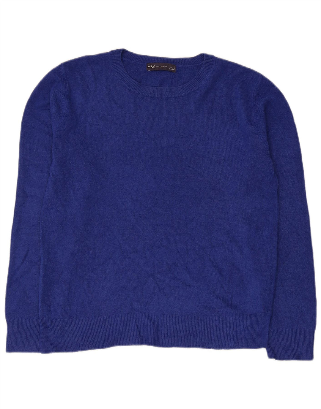 Marks & Spencer Womens Boat Neck Jumper Sweater UK 12 Medium  Blue Acrylic