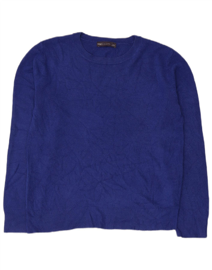 Marks & Spencer Womens Boat Neck Jumper Sweater UK 12 Medium  Blue Acrylic