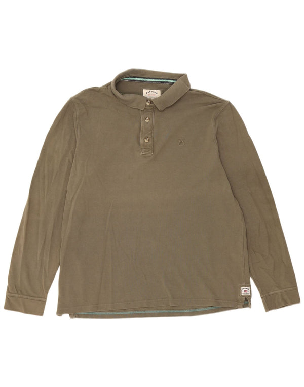Fat Face Mens Long Sleeve Polo Shirt XL Khaki Cotton
