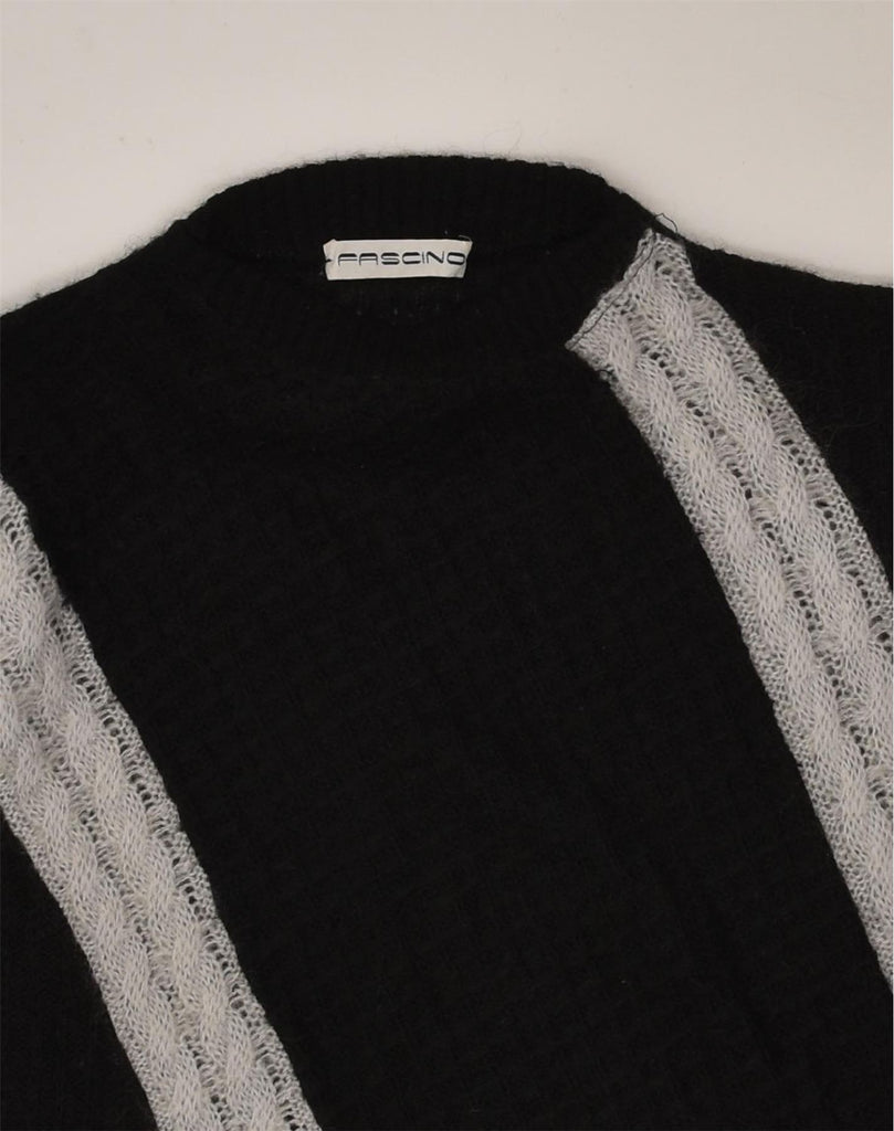 VINTAGE Womens Crew Neck Jumper Sweater UK 18 XL Black Striped | Vintage Vintage | Thrift | Second-Hand Vintage | Used Clothing | Messina Hembry 