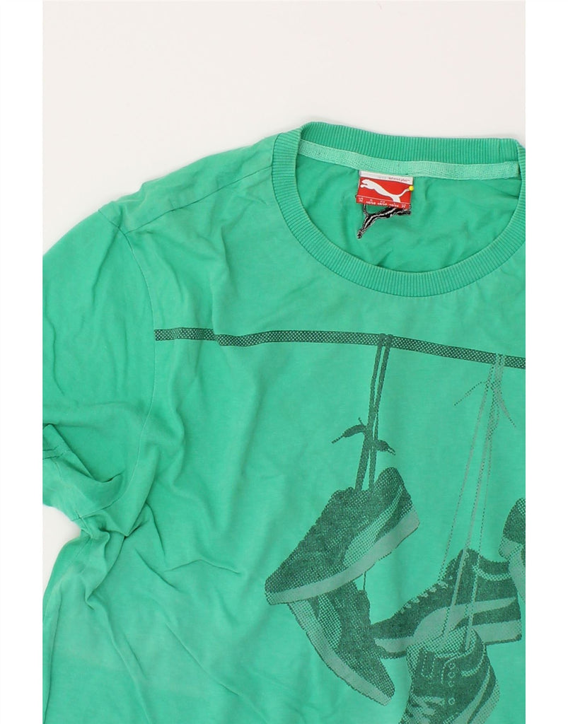 PUMA Mens Graphic T-Shirt Top Medium Green Cotton | Vintage Puma | Thrift | Second-Hand Puma | Used Clothing | Messina Hembry 