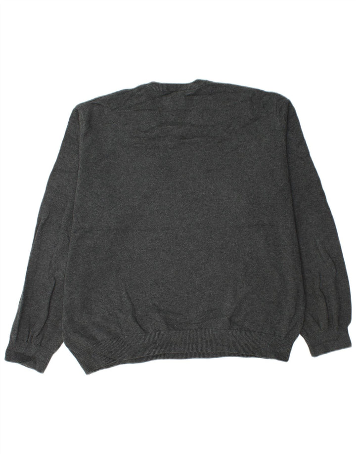 Marks & Spencer Mens V-Neck Jumper Sweater XL Grey Cotton