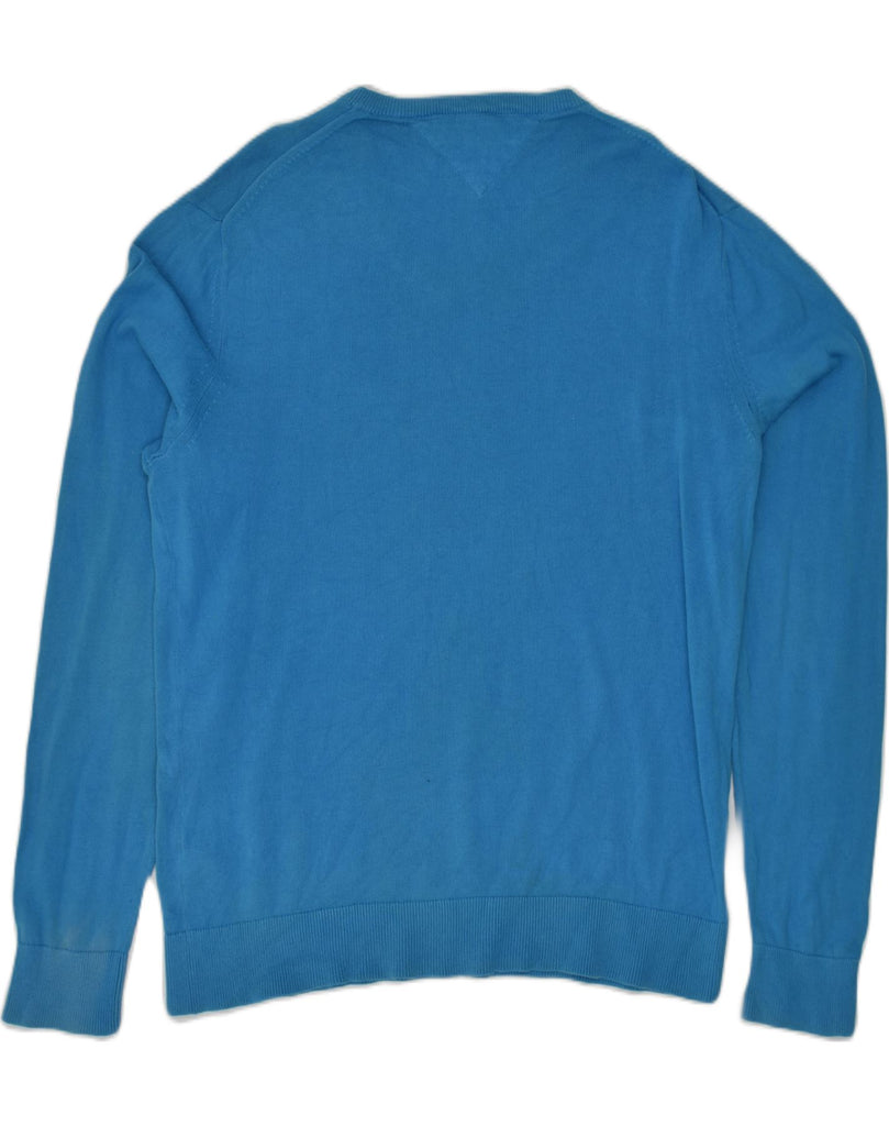 TOMMY HILFIGER Mens V-Neck Jumper Sweater XL Blue Cotton | Vintage Tommy Hilfiger | Thrift | Second-Hand Tommy Hilfiger | Used Clothing | Messina Hembry 