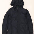 BENETTON Womens Hooded Padded Jacket UK 14 Medium Navy Blue