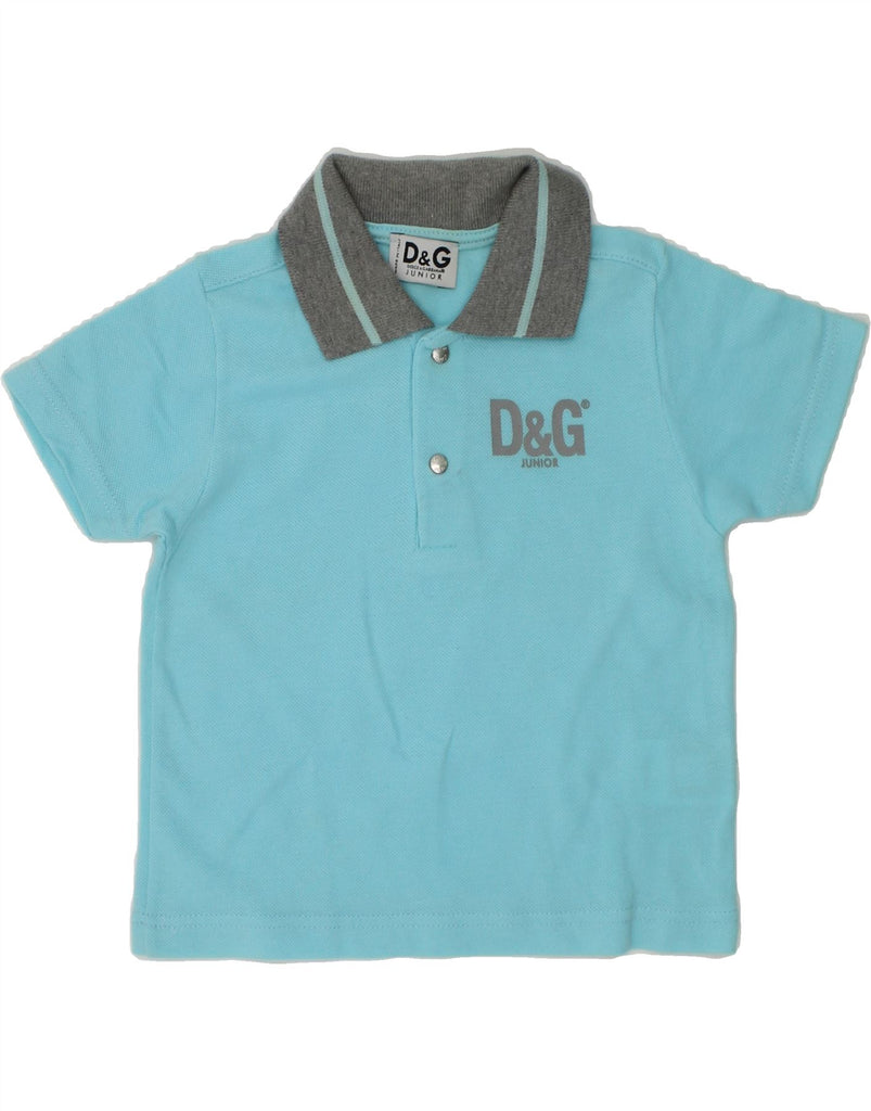 DOLCE & GABBANA Baby Boys Graphic Polo Shirt 18-24 Months Turquoise Cotton | Vintage Dolce & Gabbana | Thrift | Second-Hand Dolce & Gabbana | Used Clothing | Messina Hembry 