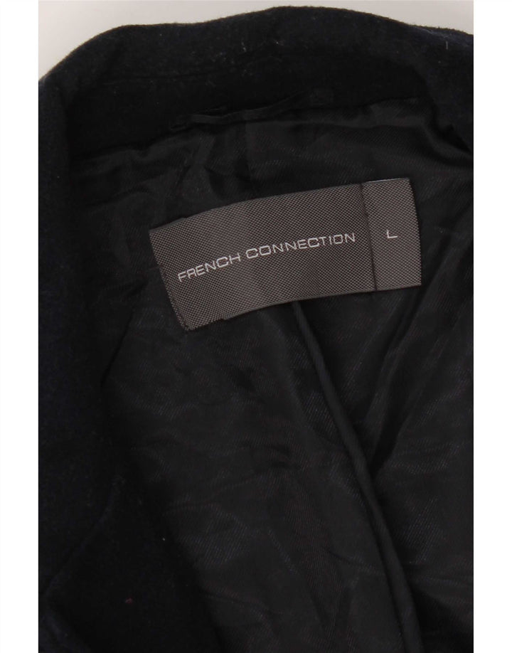 French Connection Mens Overcoat UK 40 Large Navy Blue Wool