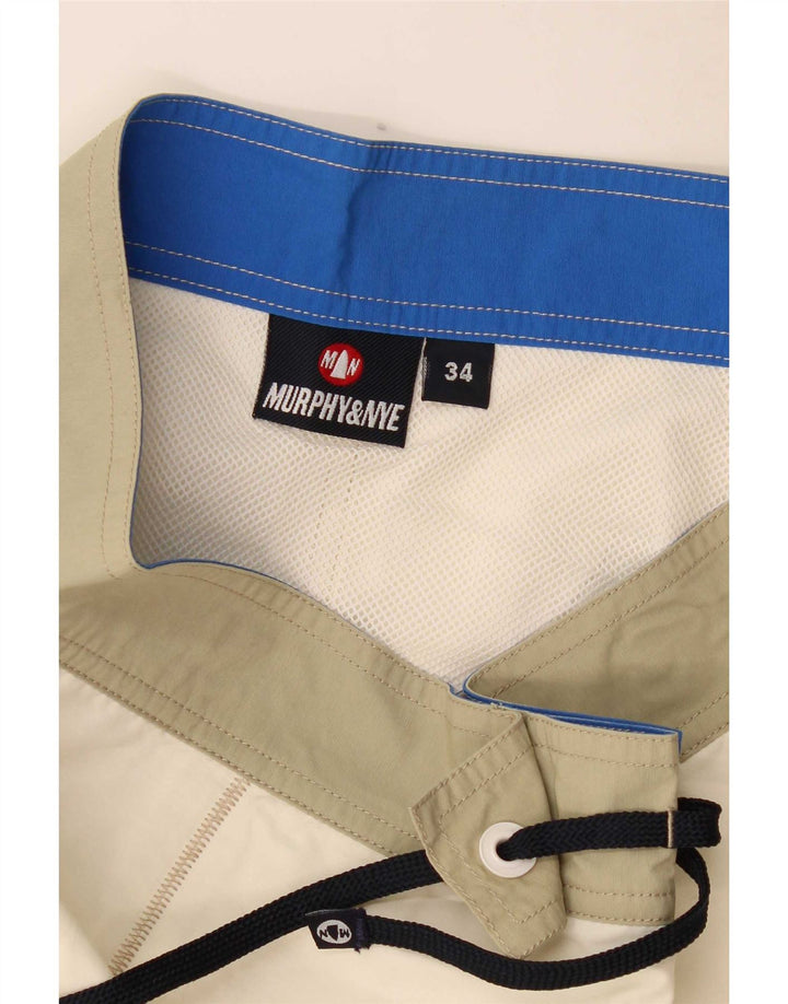 Murphy & Nye Mens Graphic Swimming Shorts Large White Colourblock Polyamide