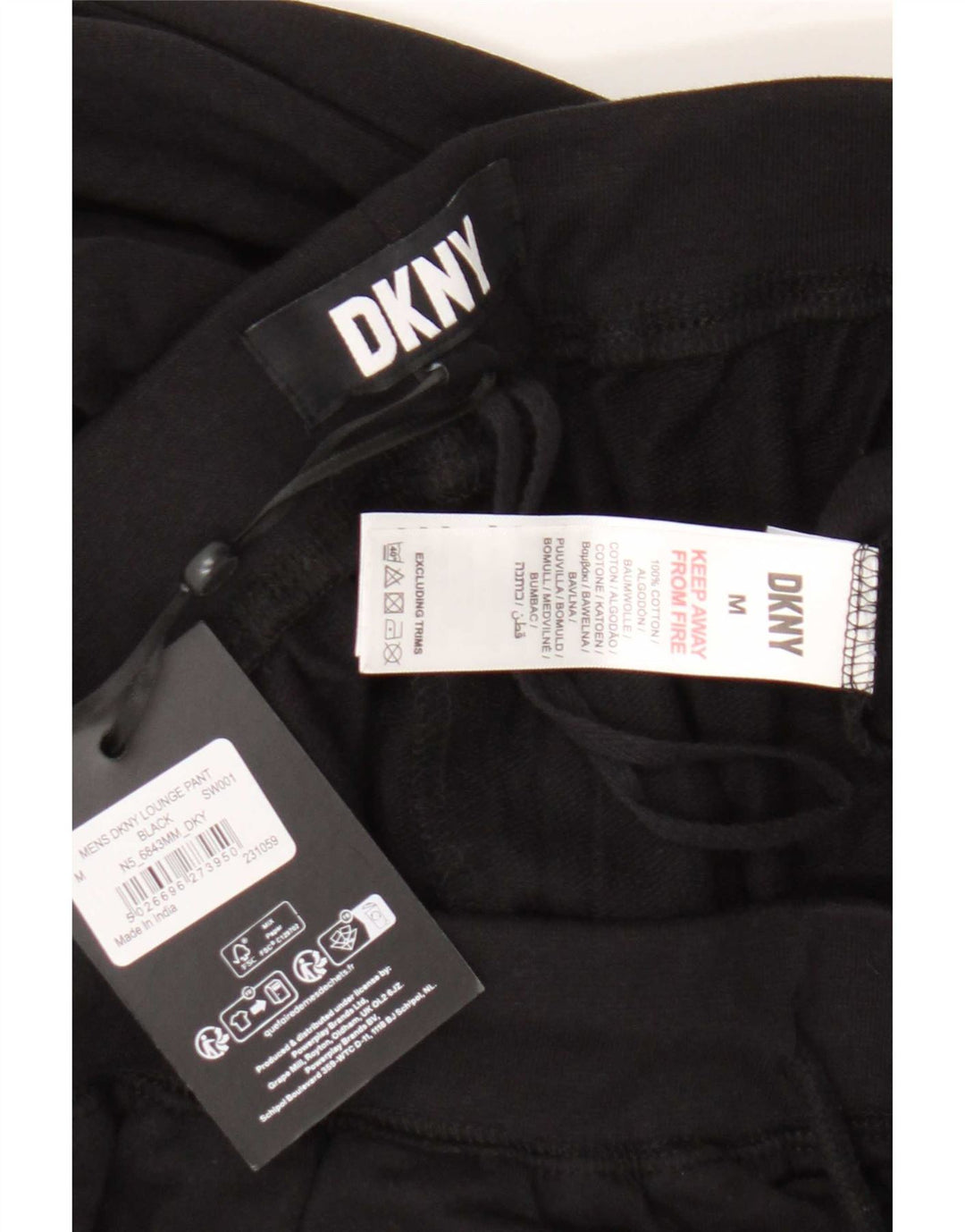 Dkny Mens Graphic Tracksuit Trousers Joggers Medium Black Cotton