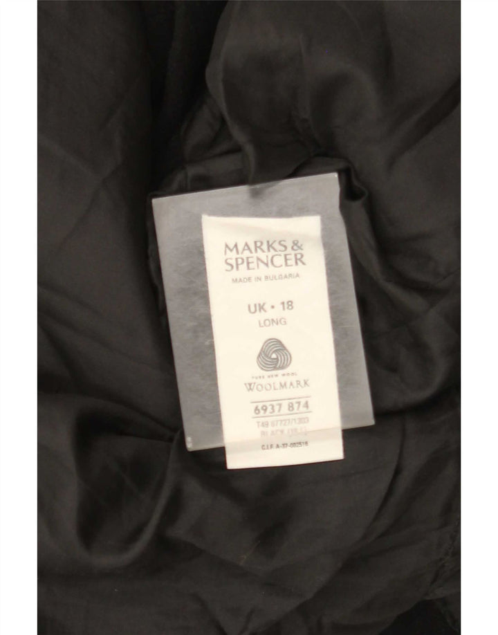 Marks & Spencer Womens Long Overcoat UK 18 XL Black New Wool